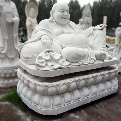 漢白玉彌勒佛，大型笑佛菩薩石雕像
