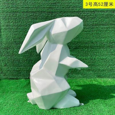 站立的兔子，幾何抽象玻璃鋼兔子