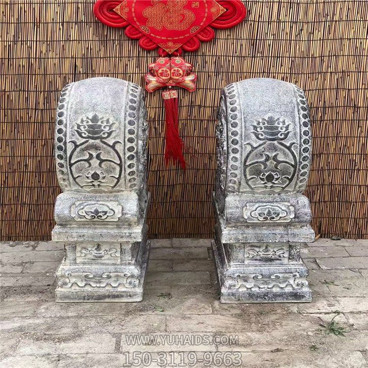 青石仿古抱鼓石，大理石古建大門門墩雕塑