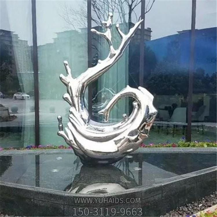 不銹鋼浪花雕塑，園林水景裝飾景觀擺件
