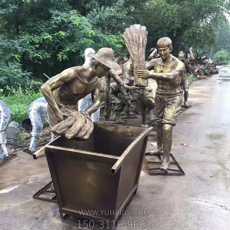 打麥子，民俗生活勞動(dòng)人物雕塑