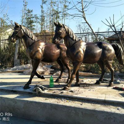 銅雕馬兒，肌肉強健的馬雕塑