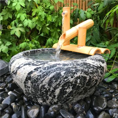 戶(hù)外景觀(guān)竹子流水養(yǎng)魚(yú)花盆雕塑