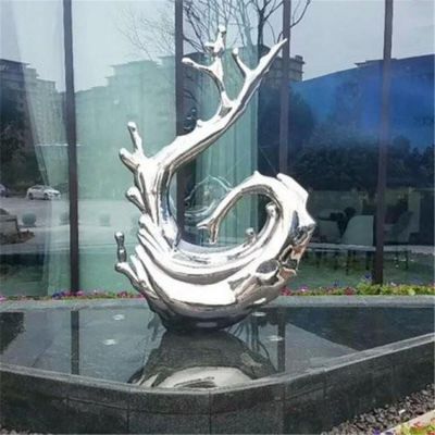 不銹鋼浪花雕塑，園林水景裝飾景觀擺件