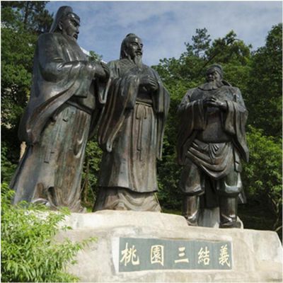 桃園三結(jié)義戶(hù)外景區(qū)玻璃鋼仿銅人物景觀雕塑