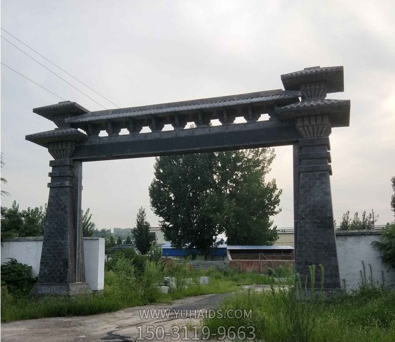 景區(qū)大型單門(mén)青石仿古牌坊石雕雕塑