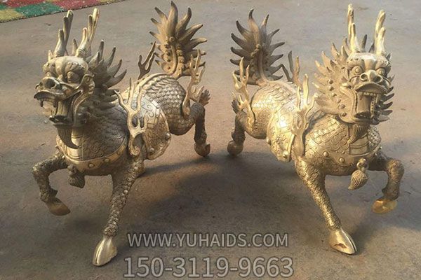 戶(hù)外景區(qū)不銹鋼仿銅麒麟雕塑
