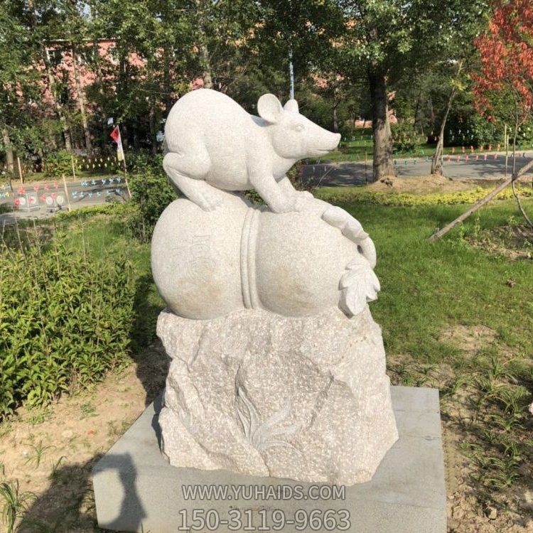 老鼠，十二生肖動物石雕擺件雕塑