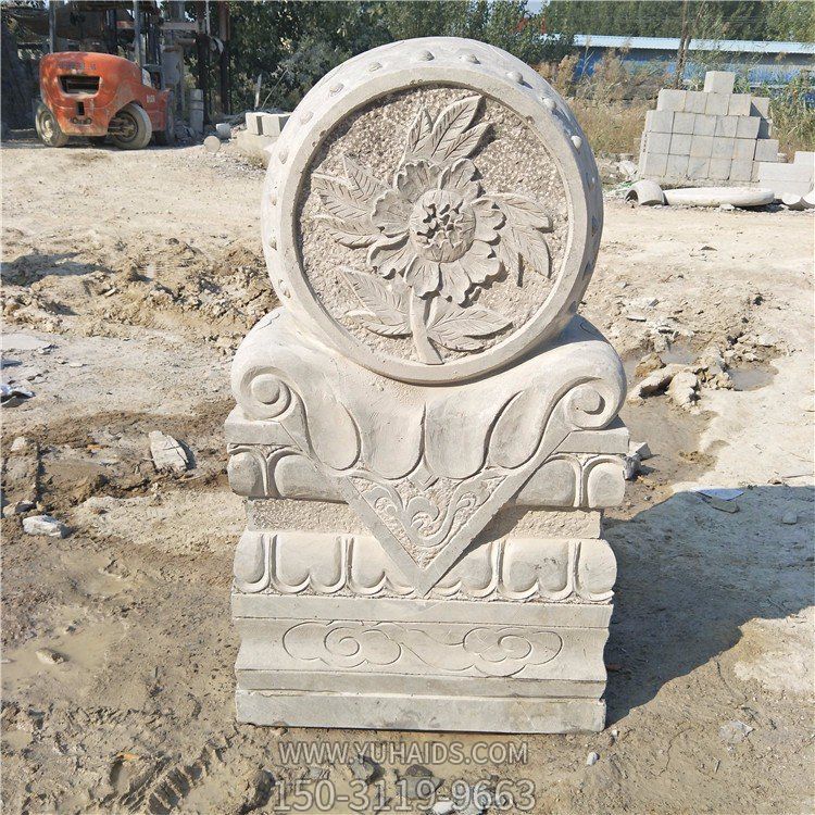 大理石抱鼓石，大門(mén)吉慶門(mén)墩雕塑