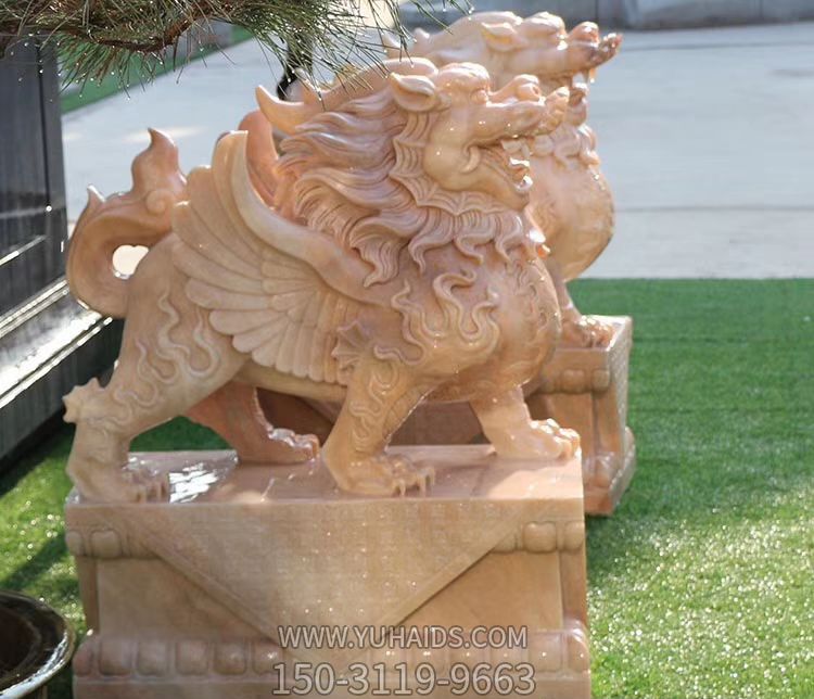 雕塑雕塑 戶外廣場(chǎng)大型神獸景觀裝飾品晚霞紅石雕貔貅<a href=