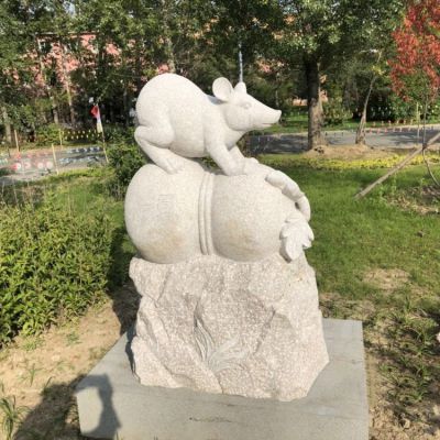 老鼠，十二生肖動物石雕擺件