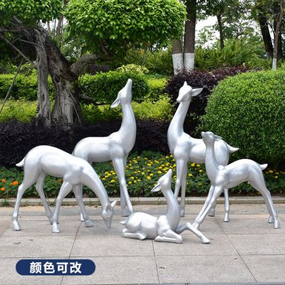 玻璃鋼純色梅花鹿雕塑，顏色可改