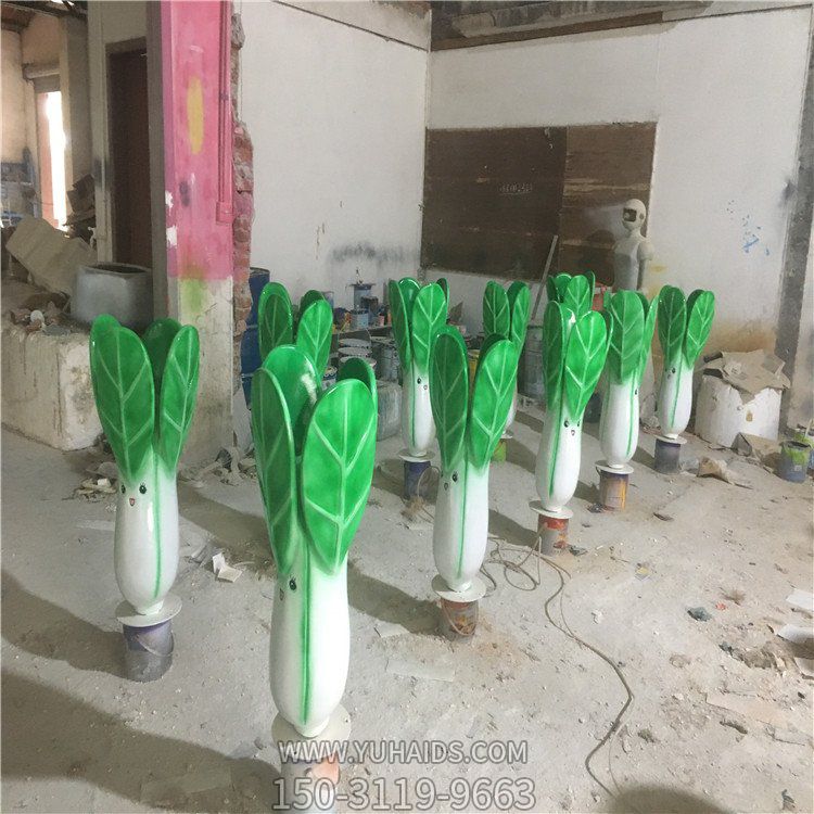 玻璃鋼卡通小油菜，仿真植物雕塑