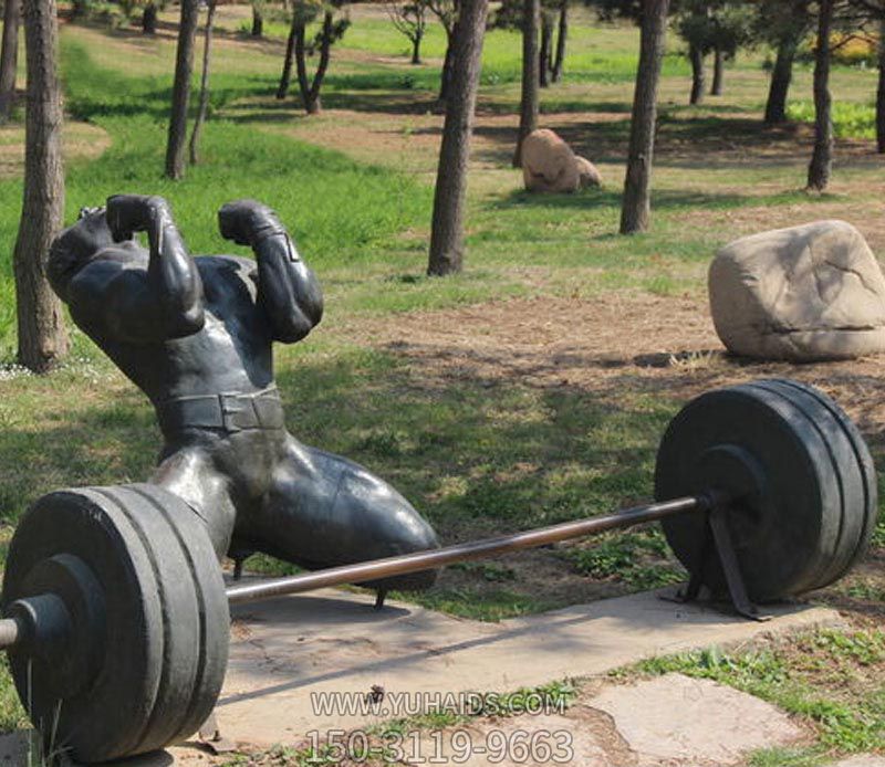 廣場公園舉重運(yùn)動員玻璃鋼仿銅雕塑