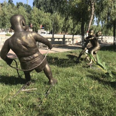 拔河，玻璃鋼民俗生活場(chǎng)景雕塑