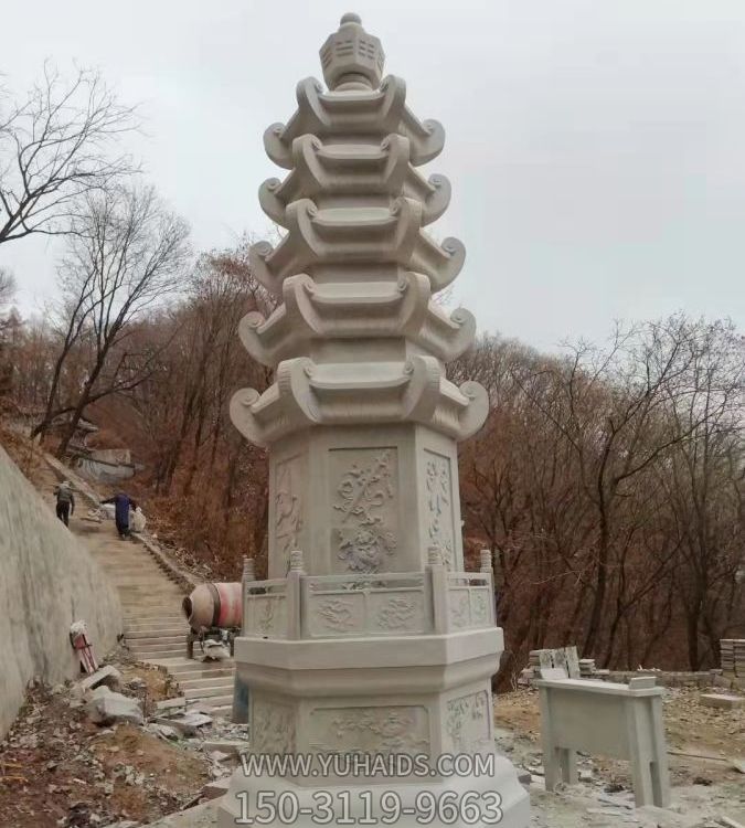 大理石石雕戶(hù)外景觀佛塔雕塑