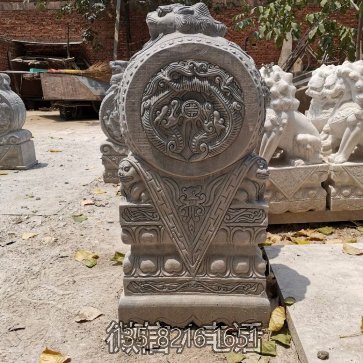 抱鼓漢白玉仿古門(mén)墩抱鼓石古鎮(zhèn)庭院景觀(guān)街景裝飾擺件