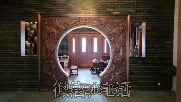 蓮蓮有魚銅浮雕，室內(nèi)裝飾拱門浮雕畫