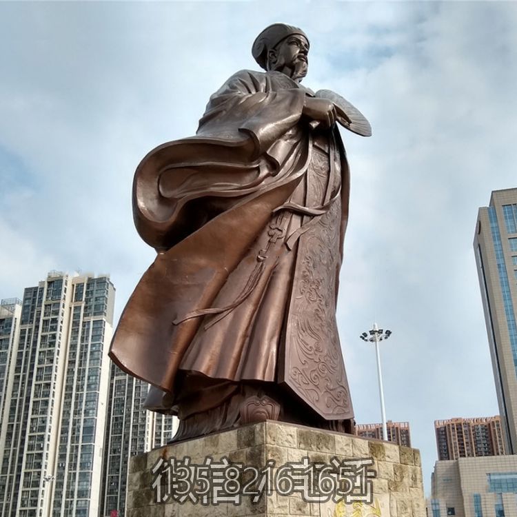 城市廣場大型人物銅像，古代歷史名人諸葛孔明諸葛亮雕塑