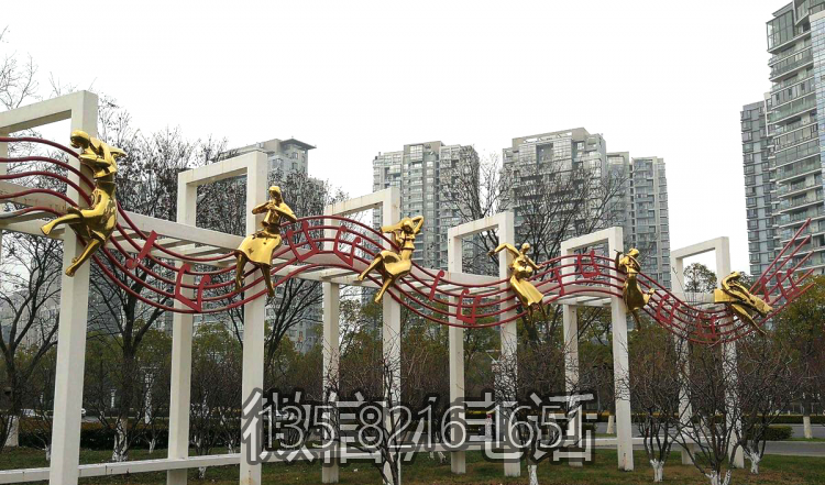春天的樂章，不銹鋼抽象音樂人物雕塑