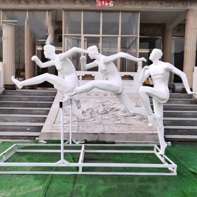 玻璃鋼學(xué)校園體育館雕塑裝飾擺件跨欄的運(yùn)動人物雕塑