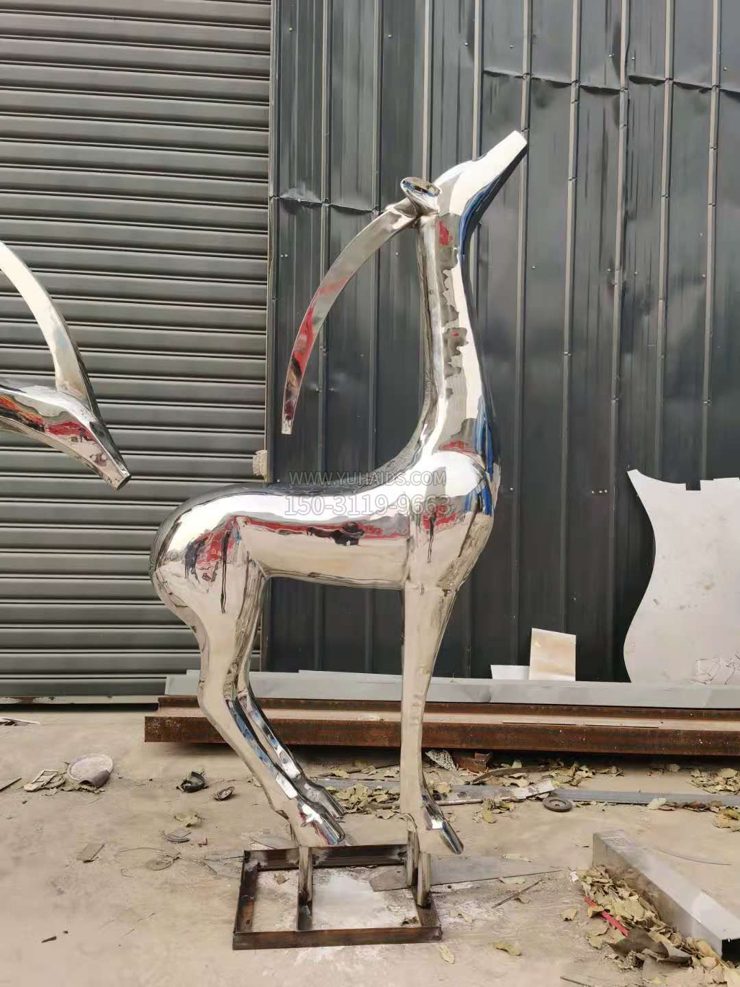 C款，站姿昂頭不銹鋼鹿，靜態(tài)